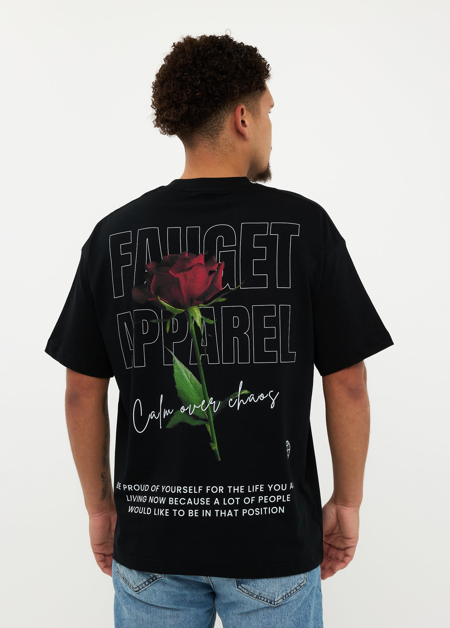 Oversized T-shirt 100% Katoen – Fauget Apparel met Kleurrijke Roos