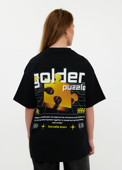 Oversized T-shirt 100% Katoen – Golden Puzzle