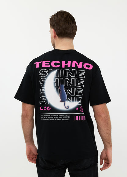 Oversized T-shirt 100% Katoen – Neon Techno