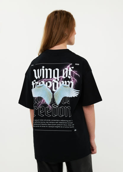 Exclusive edition oversized T-shirt 100% Katoen – Wing of Freedom